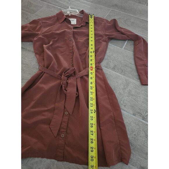 Women's Abercrombie & Fitch Long Sleeve Button Down Mini Shirt Dress Color Rust - Picture 7 of 7